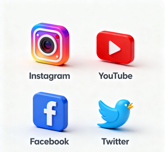 社交媒体代运营 (Instagram、Youtube、Facebook、Twitter)